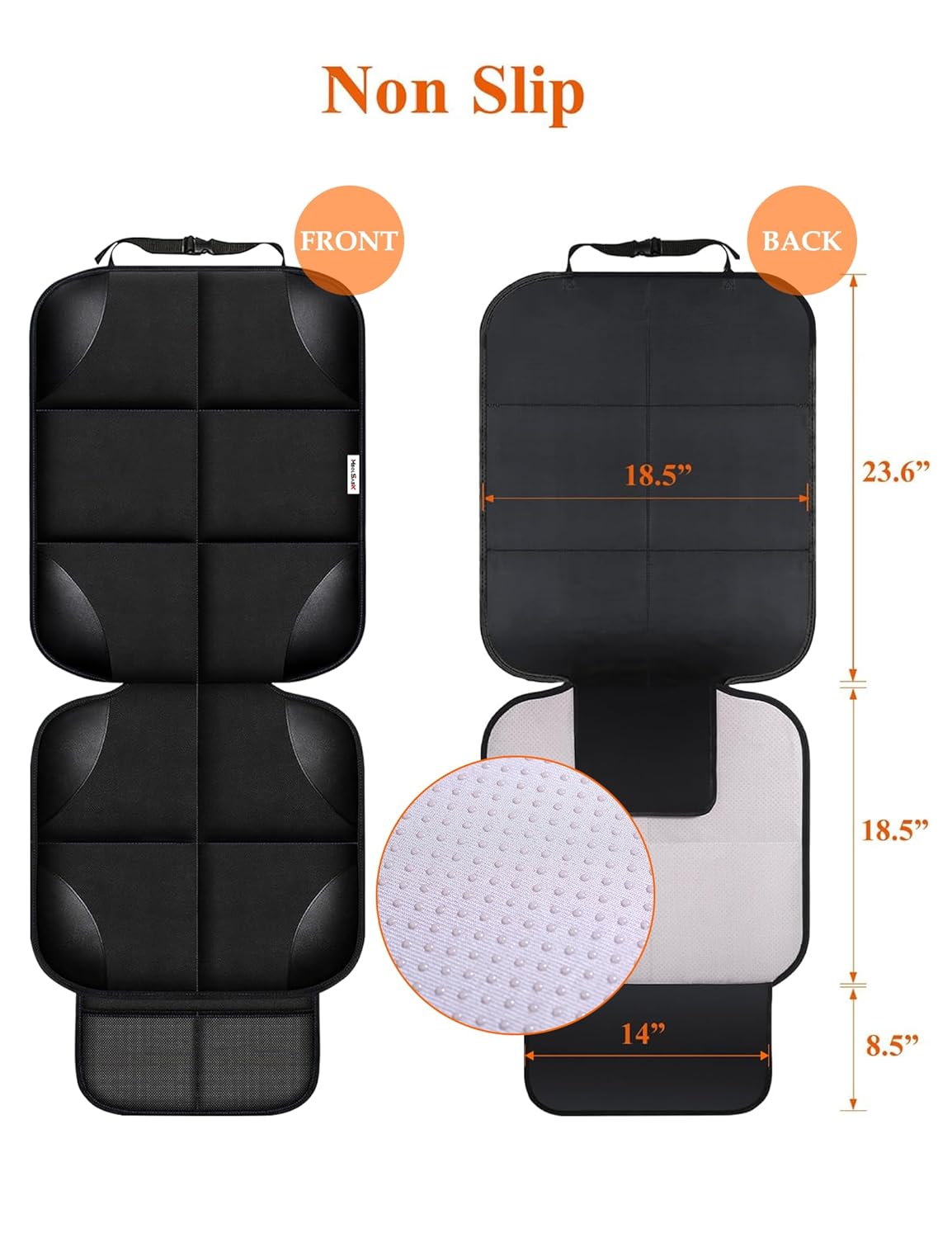 Child Car Seat Protector, Durable 600D Fabric Waterproof Car Seat Cover with Thick Padded Non-Slip Backing, No Imprint (Black 1 Piece) - Image 4