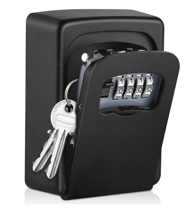 Wall-mounted Key Lock Box, Outdoor 4-Digit Weatherproof Lock Box, Large Capacity Lock Box for 5 Keys, Key Safe Storage Box, Indoor & Outdoor Garage Resettable Combination Lock Box - Image 1