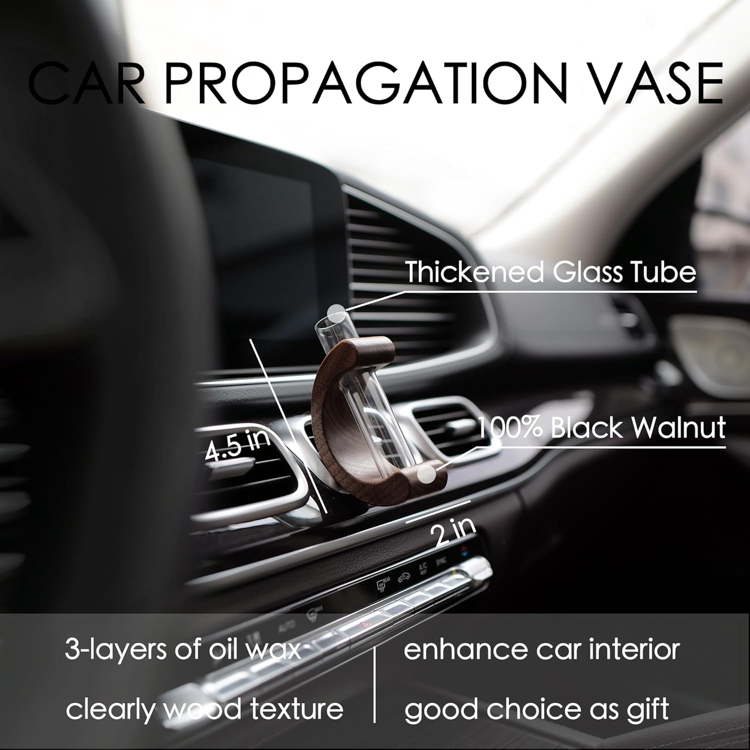 Car Dashboard Decorations - Propagation Vase Vent Clip for Fresh/Dried Flowers, Plant Cuttings, Car Interior Aesthetics Decor Accessories - Gift for Plant Lovers, Women & Moms - Image 3