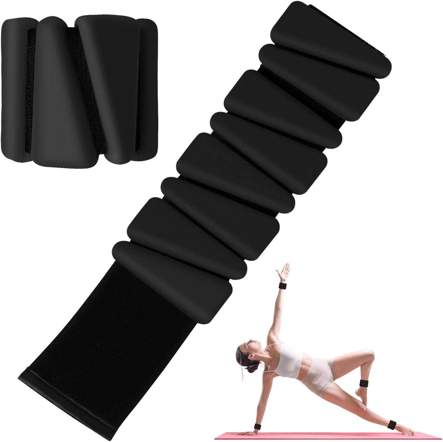 Wrist Weights Set of 2, Adjustable Silicone Workout Weights for Women and Men, Wearable Ankle/Wrist Weights Suitable for Yoga, Dance, Pilates, Pool Exercises and Jogging, 2lb - Image 1