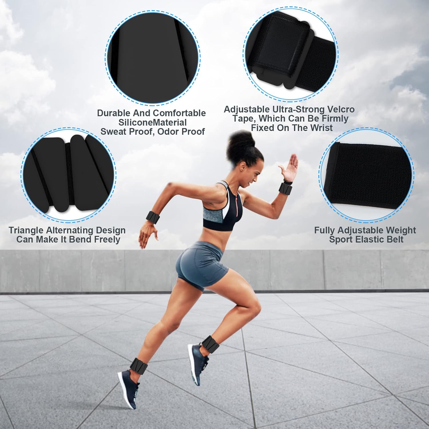 Wrist Weights Set of 2, Adjustable Silicone Workout Weights for Women and Men, Wearable Ankle/Wrist Weights Suitable for Yoga, Dance, Pilates, Pool Exercises and Jogging, 2lb - Image 3