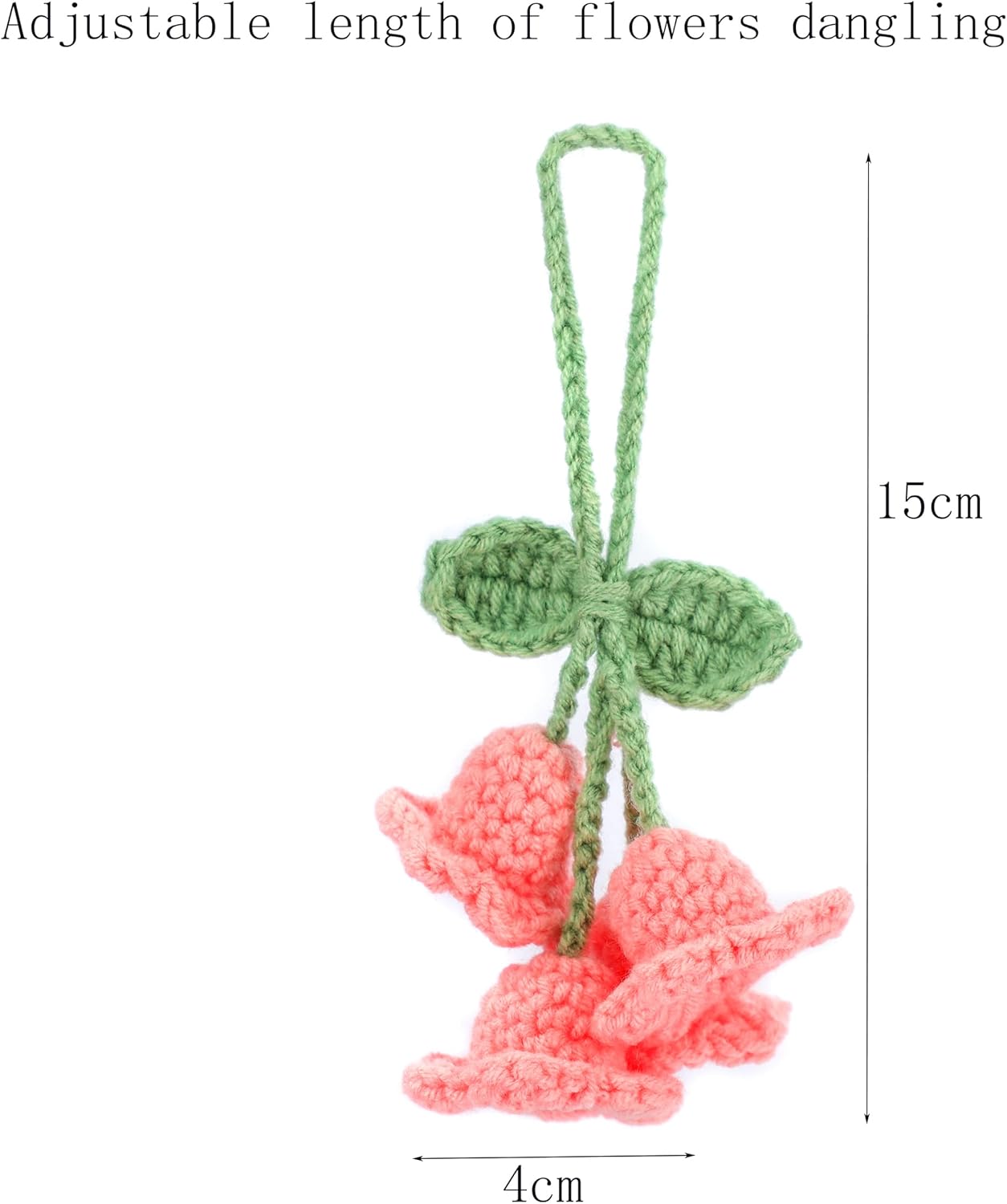 Lily Flower Hand Knitted Car Mirror Suspension Accessories, Rearview Mirror Accessories Car Decoration for Men and Women（Pink） - Image 6
