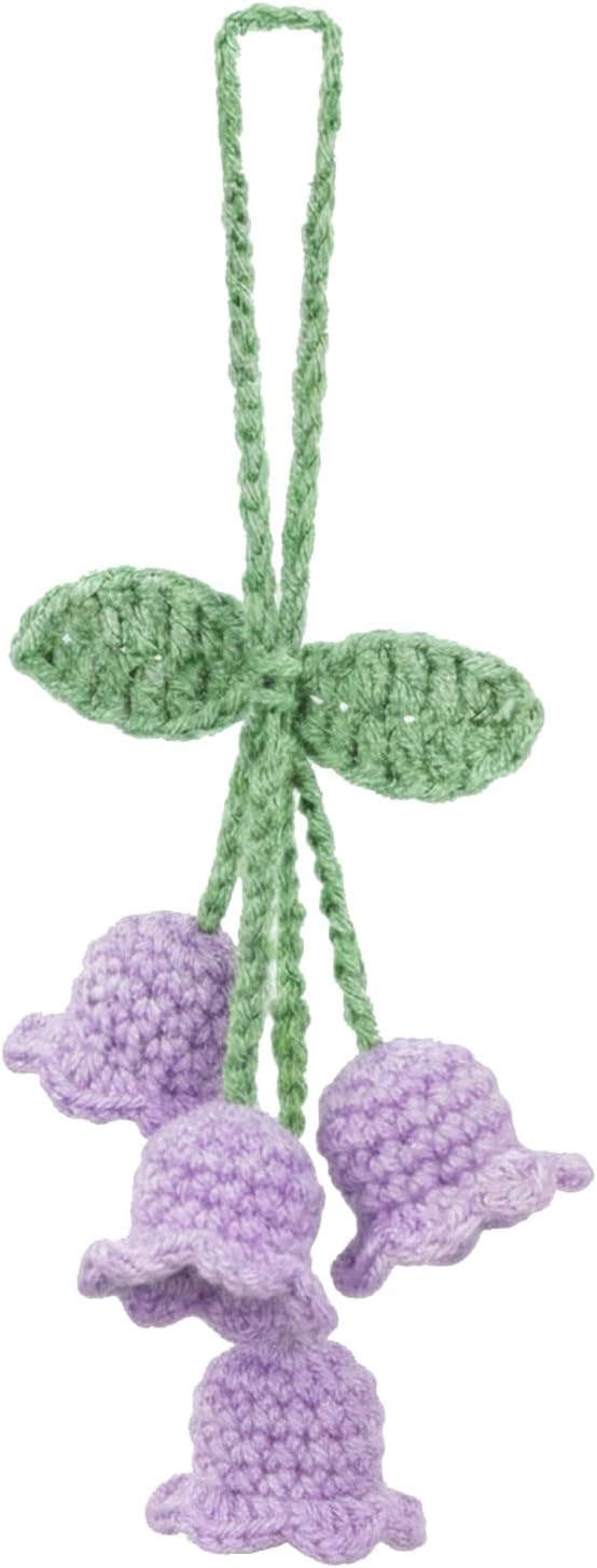 Lily Flower Hand Knitted Car Mirror Suspension Accessories, Rearview Mirror Accessories Car Decoration for Men and Women（Purple） - Image 2