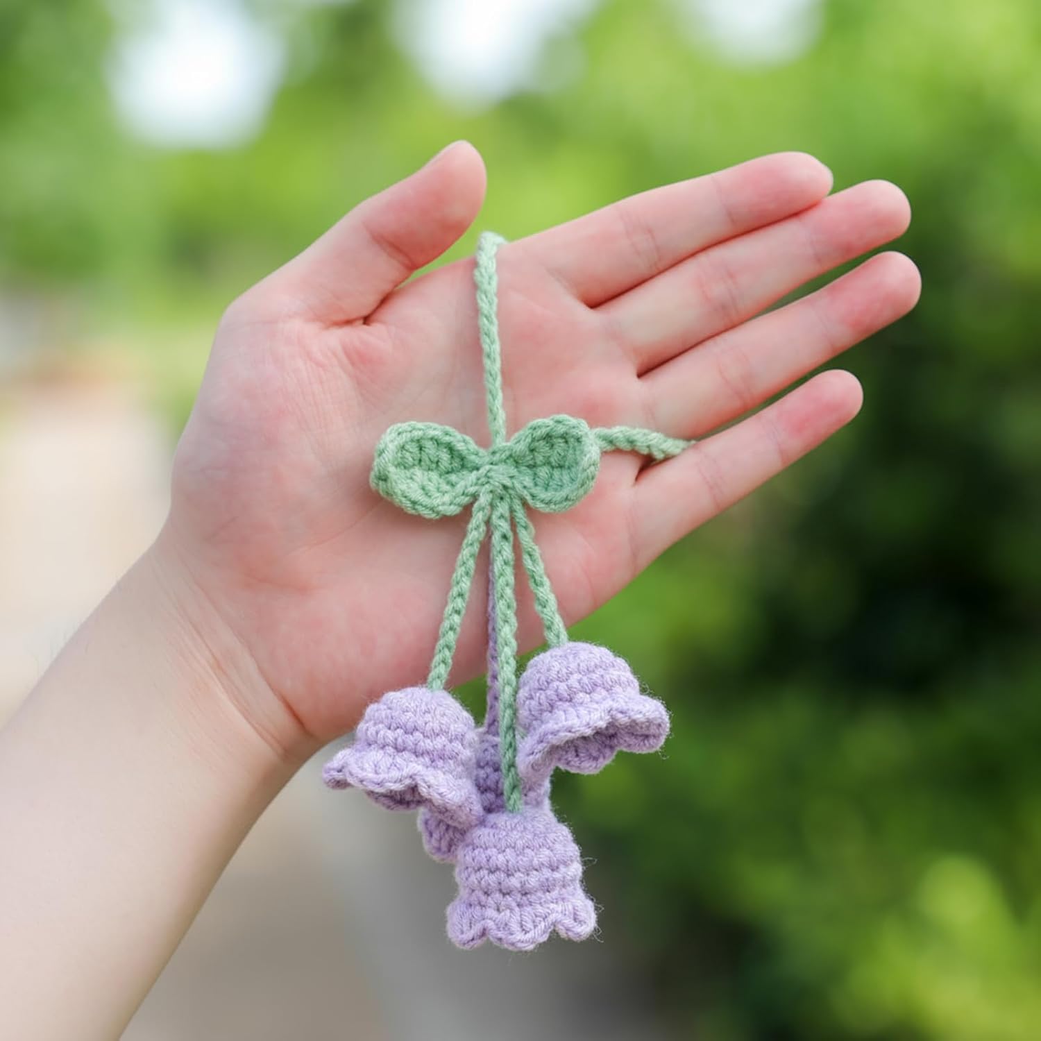 Lily Flower Hand Knitted Car Mirror Suspension Accessories, Rearview Mirror Accessories Car Decoration for Men and Women（Purple） - Image 4