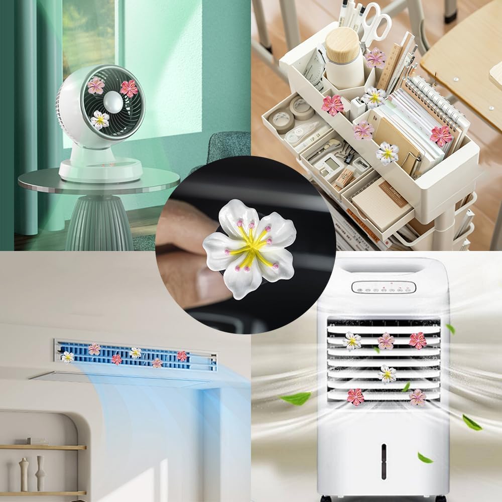 Cute Car Air Freshener Vent Clamp 6 Pcs, Flower Vent Clamp Pink Auto Accessories Interior Aesthetics Ladies Car Air Conditioner Vent Decoration - Image 3