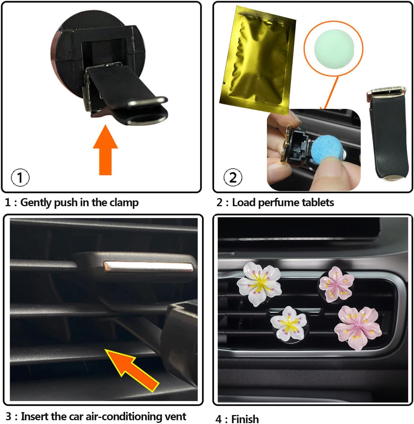 Cute Car Air Freshener Vent Clamp 6 Pcs, Flower Vent Clamp Pink Auto Accessories Interior Aesthetics Ladies Car Air Conditioner Vent Decoration - Image 5