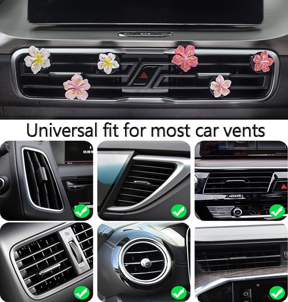 Cute Car Air Freshener Vent Clamp 6 Pcs, Flower Vent Clamp Pink Auto Accessories Interior Aesthetics Ladies Car Air Conditioner Vent Decoration - Image 6