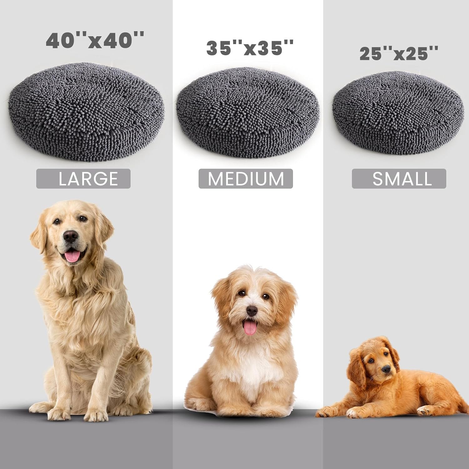 Puppy & Cat Dog Bed, Soft & Relaxing Round Dog Bed, Chenille Material, Removable Cover, Washable & Tumble Dry - Grey Small (25'x25') - Image 3