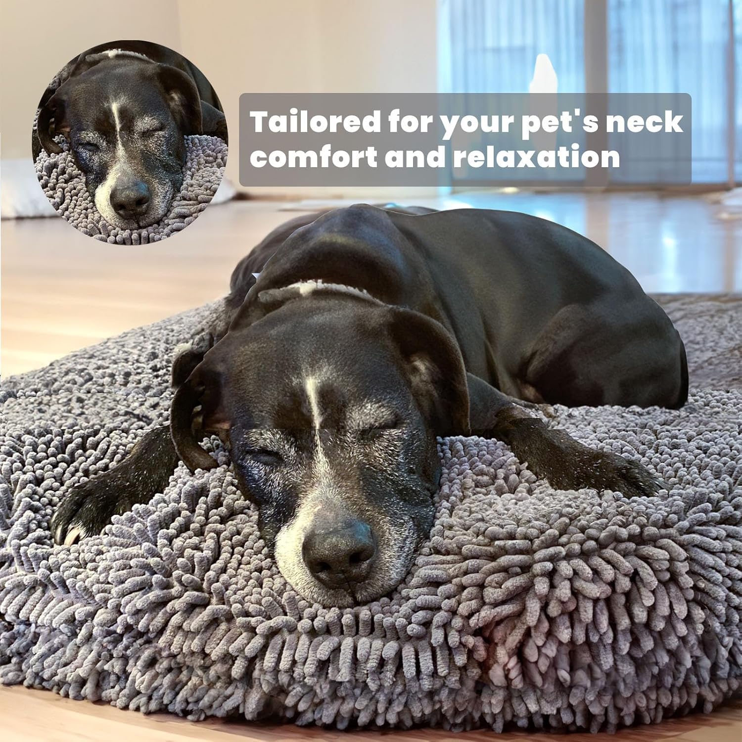 Puppy & Cat Dog Bed, Soft & Relaxing Round Dog Bed, Chenille Material, Removable Cover, Washable & Tumble Dry - Grey Small (25'x25') - Image 5