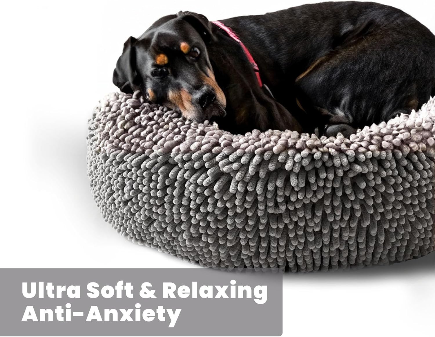 Puppy & Cat Dog Bed, Soft & Relaxing Round Dog Bed, Chenille Material, Removable Cover, Washable & Tumble Dry - Grey Small (25'x25') - Image 6