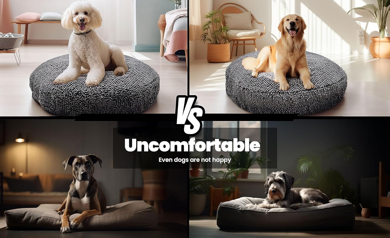 Puppy & Cat Dog Bed, Soft & Relaxing Round Dog Bed, Chenille Material, Removable Cover, Washable & Tumble Dry - Grey Small (25'x25') - Image 7