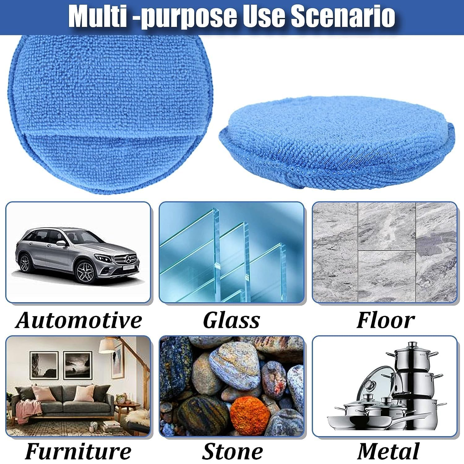 Microfiber Wax Applicator Pads, Car Wax Applicator with Finger Pocket, Buffing & Detail Polishing Foam Pads for Car Cleaning and Fine Polishing (5 inch, 6 Pack) - Image 2