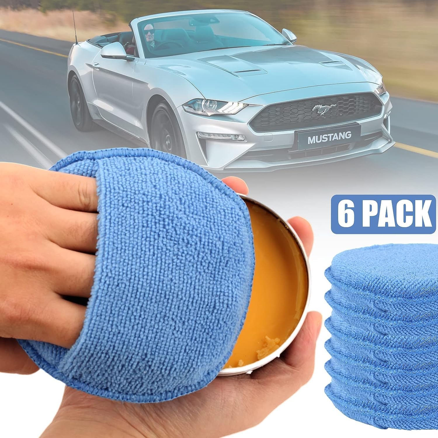 Microfiber Wax Applicator Pads, Car Wax Applicator with Finger Pocket, Buffing & Detail Polishing Foam Pads for Car Cleaning and Fine Polishing (5 inch, 6 Pack) - Image 6
