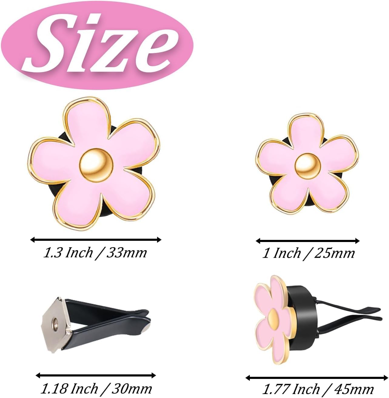 6 PCS Car Air Vent Clips White Daisy Flower Car Air Freshener Clip Air Conditioning Outlet Clip for Car Interior Decoration Accessories (2 Size) - Image 2