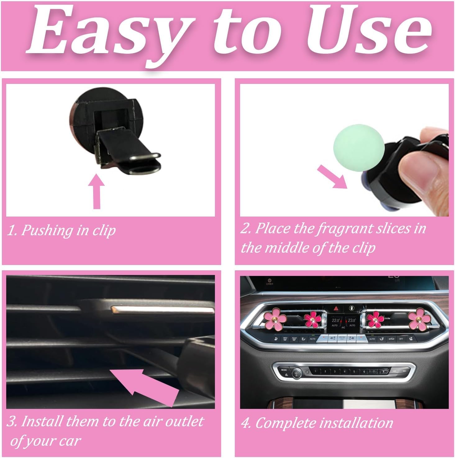 6 PCS Car Air Vent Clips White Daisy Flower Car Air Freshener Clip Air Conditioning Outlet Clip for Car Interior Decoration Accessories (2 Size) - Image 3