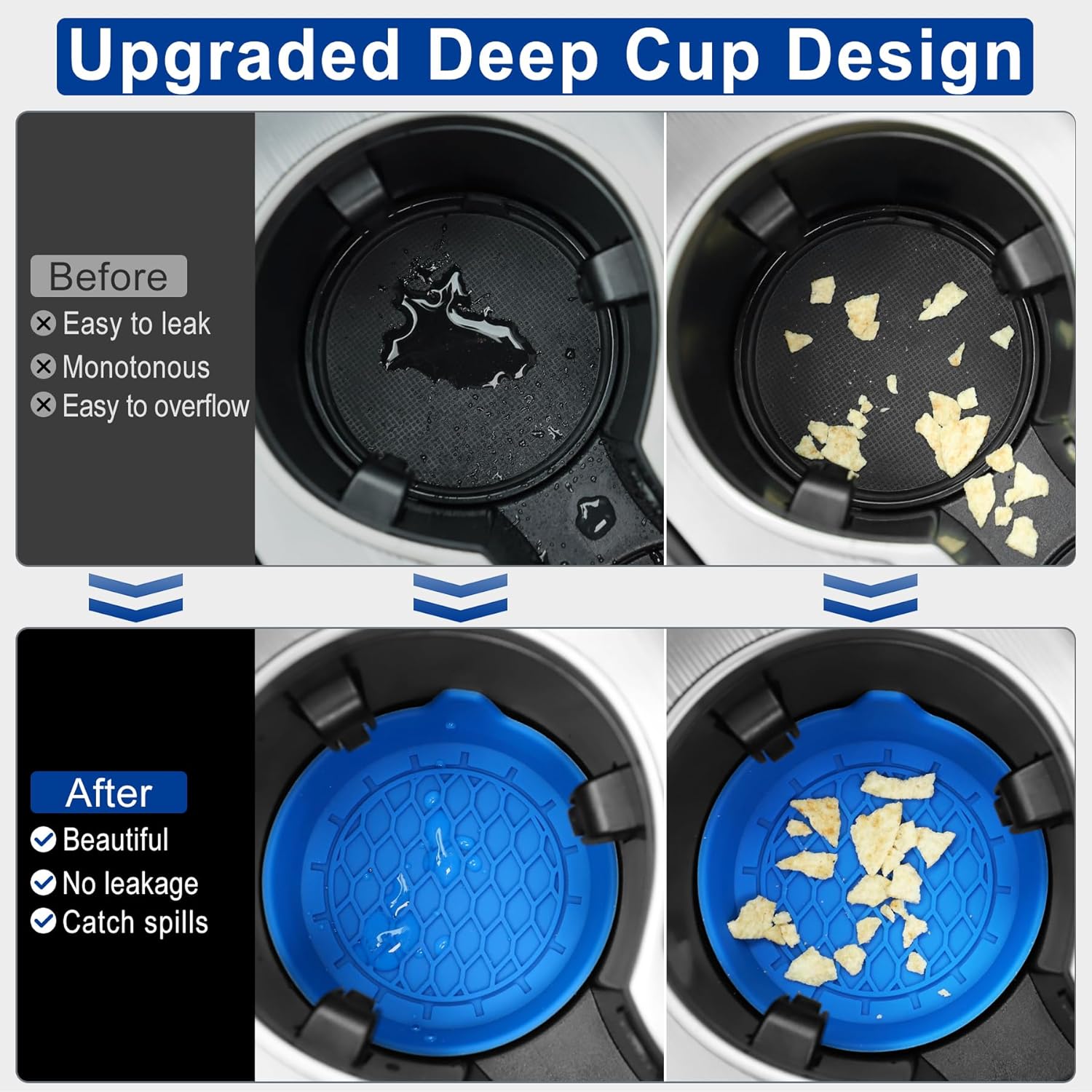 Car Cup Holder Coaster, Silicone Cup Holder Insert, Universal Non-Slip Cup Holder, Auto Accessories Interior for Men and Women 4 Pack Blue - Image 6