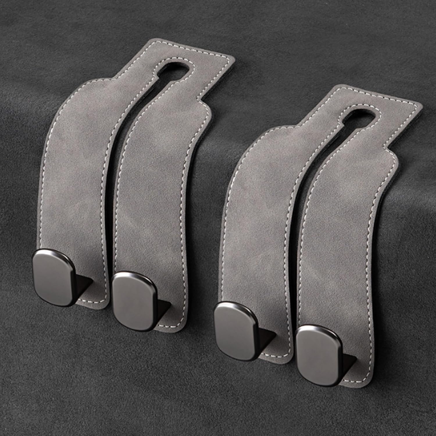 Car Headrest Hook, Car Hook for Wallet & Bag, Car Wallet Hook (Grey - Pack of 2) - Image 1