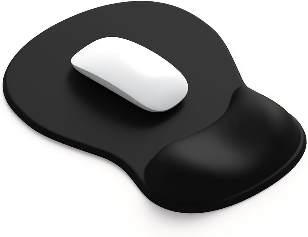 Gel Wrist Rest Mouse Pad - Ergonomic Office Mouse Pad with Wrist Support - Non-Slip, Design Desktop Accessory Pad for Home & Game Decoration (01 Black) - Image 1