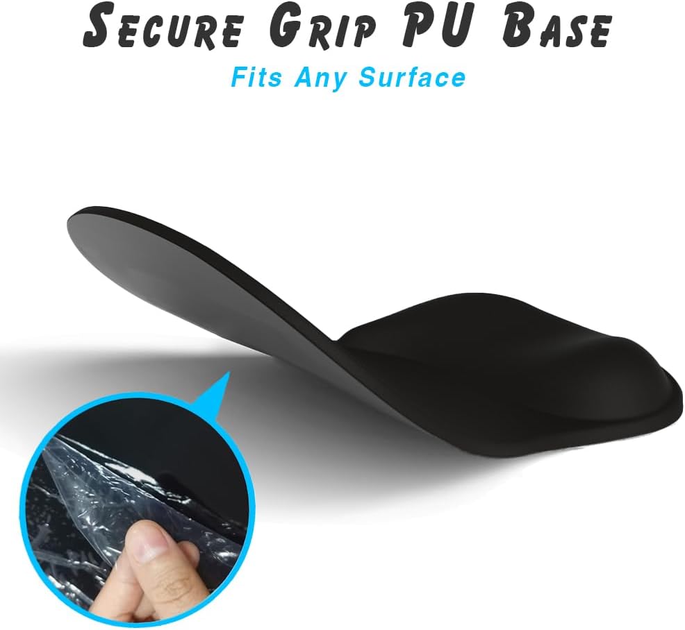 Gel Wrist Rest Mouse Pad - Ergonomic Office Mouse Pad with Wrist Support - Non-Slip, Design Desktop Accessory Pad for Home & Game Decoration (01 Black) - Image 5