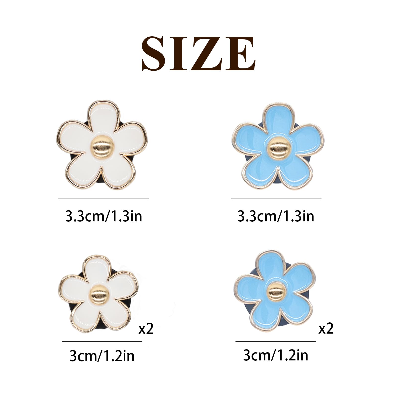 6pcs Flowers Car Air Freshener Vent Clips Blue White Daisy Flowers Air Vent Clip Car Accessories for Women 3.3cm/3cm Refillable Daisy Decor Diffuser - Image 3