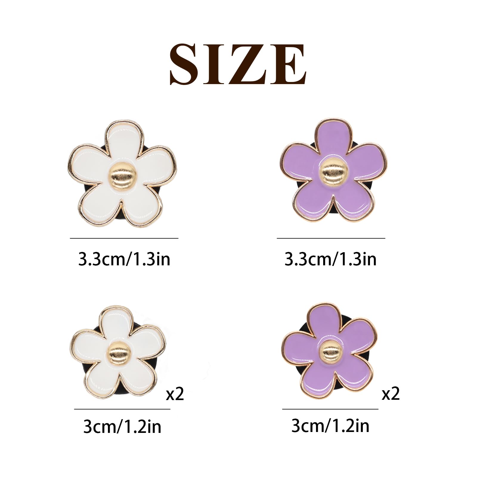 6pcs Flowers Car Air Freshener Vent Clips Purple White Daisy Air Vent Clip Car Accessories for Women 3.3cm/3cm Flower Vehicle Interior Decor Refillable Diffuser - Image 3