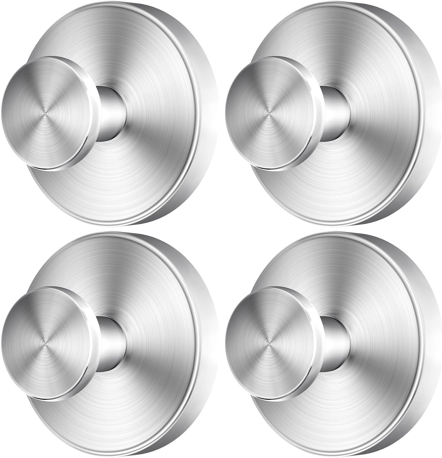 2026 Upgraded Drill-Free Suction Cup Hooks, Stainless Steel Suction Cup Hooks for Shower, Mirror, Wall, Bathroom, Glass, Hanging Towels - 4 Pack, Brushed Silver - Image 1