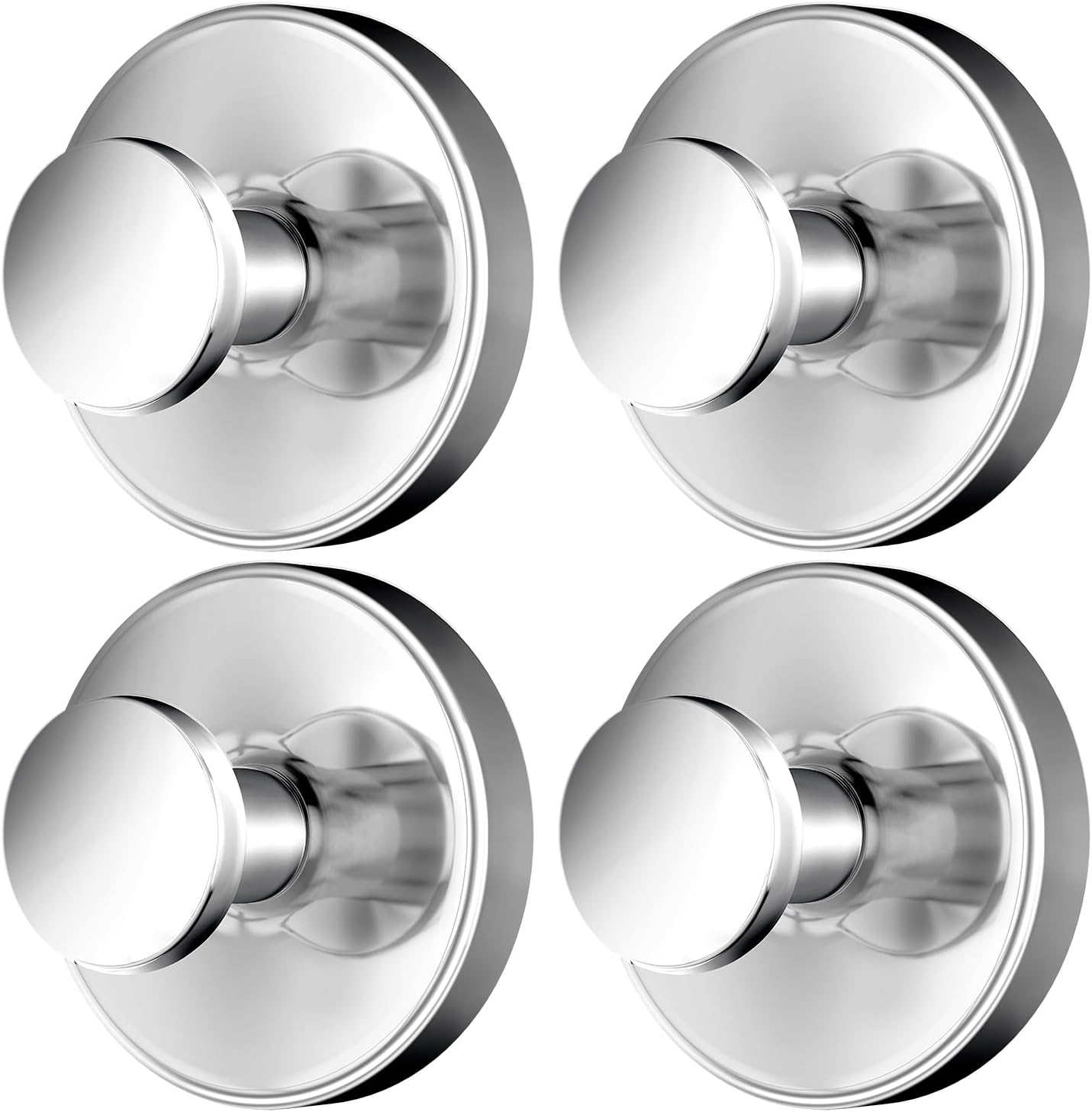2026 Upgraded Drill-Free Suction Cup Hooks, Stainless Steel Suction Cup Hooks for Shower, Mirror, Wall, Bathroom, Glass, Hanging Towels - 4 Pack, Bright Silver - Image 1