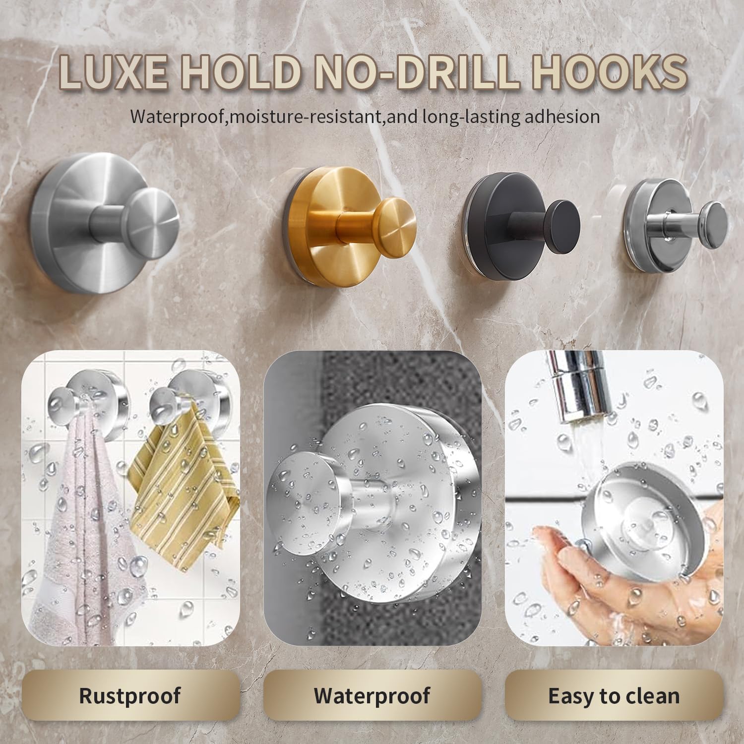 2026 Upgraded Drill-Free Suction Cup Hooks, Stainless Steel Suction Cup Hooks for Shower, Mirror, Wall, Bathroom, Glass, Hanging Towels - 4 Pack, Bright Silver - Image 2