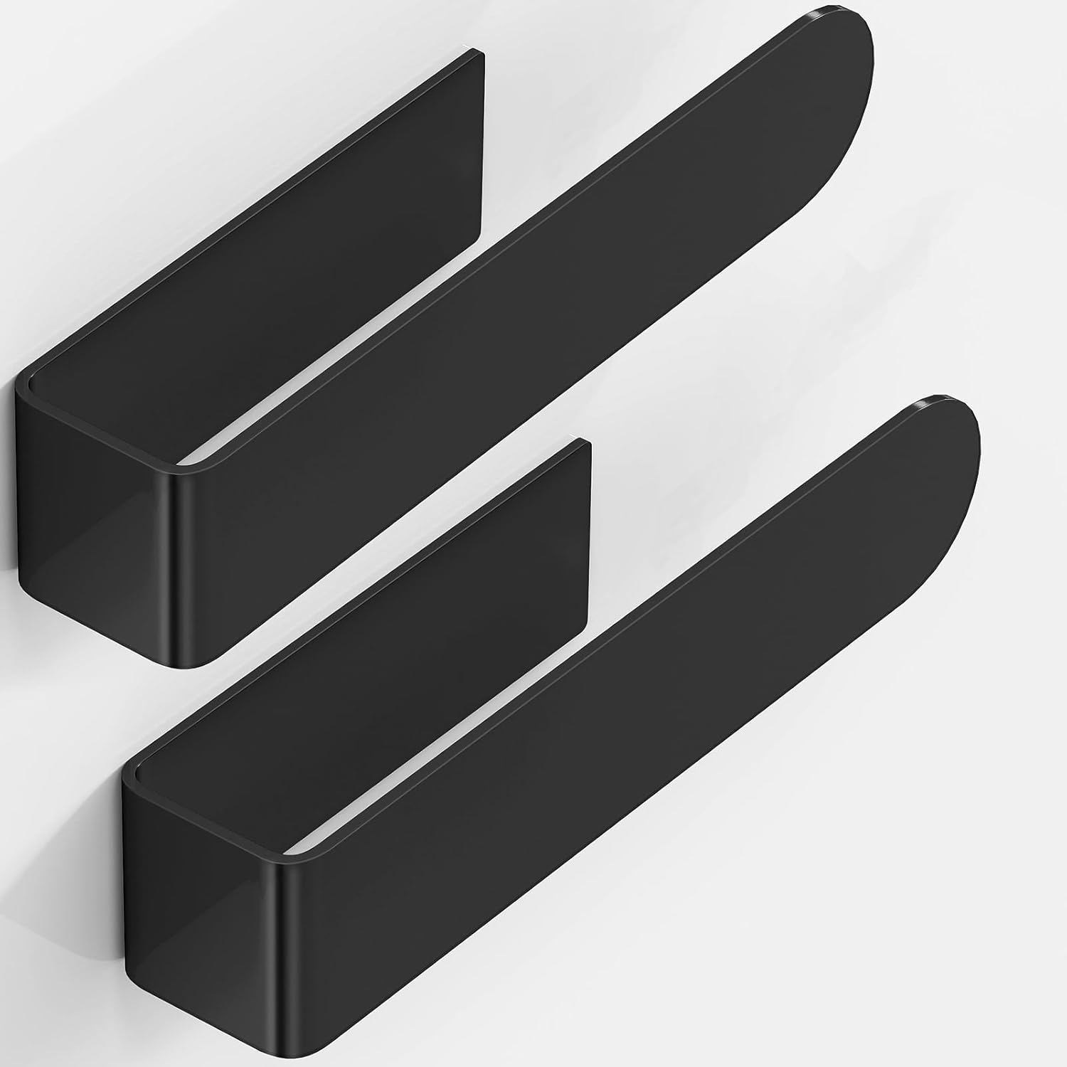 Hand Towel Holder, Self Adhesive Towel Racks for Bathroom Wall Mounted, 8 Inch Square Hand Towel Bar Stick on Wall for Kitchen Cabinet RV, Black (2 Pack) - Image 8
