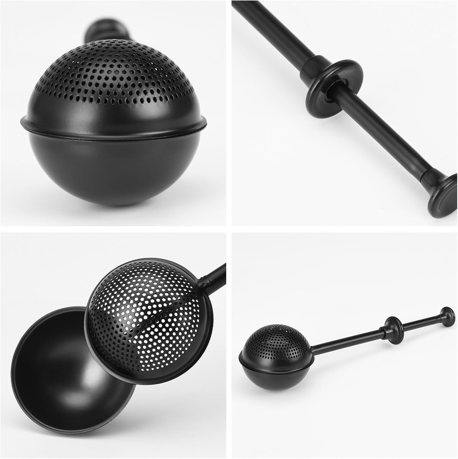 Flour Duster, One-Hand Operation, 304 Stainless Steel Powder Sugar Bowl Dusting Duster, Dusting Flour Sieve，Black - Image 4