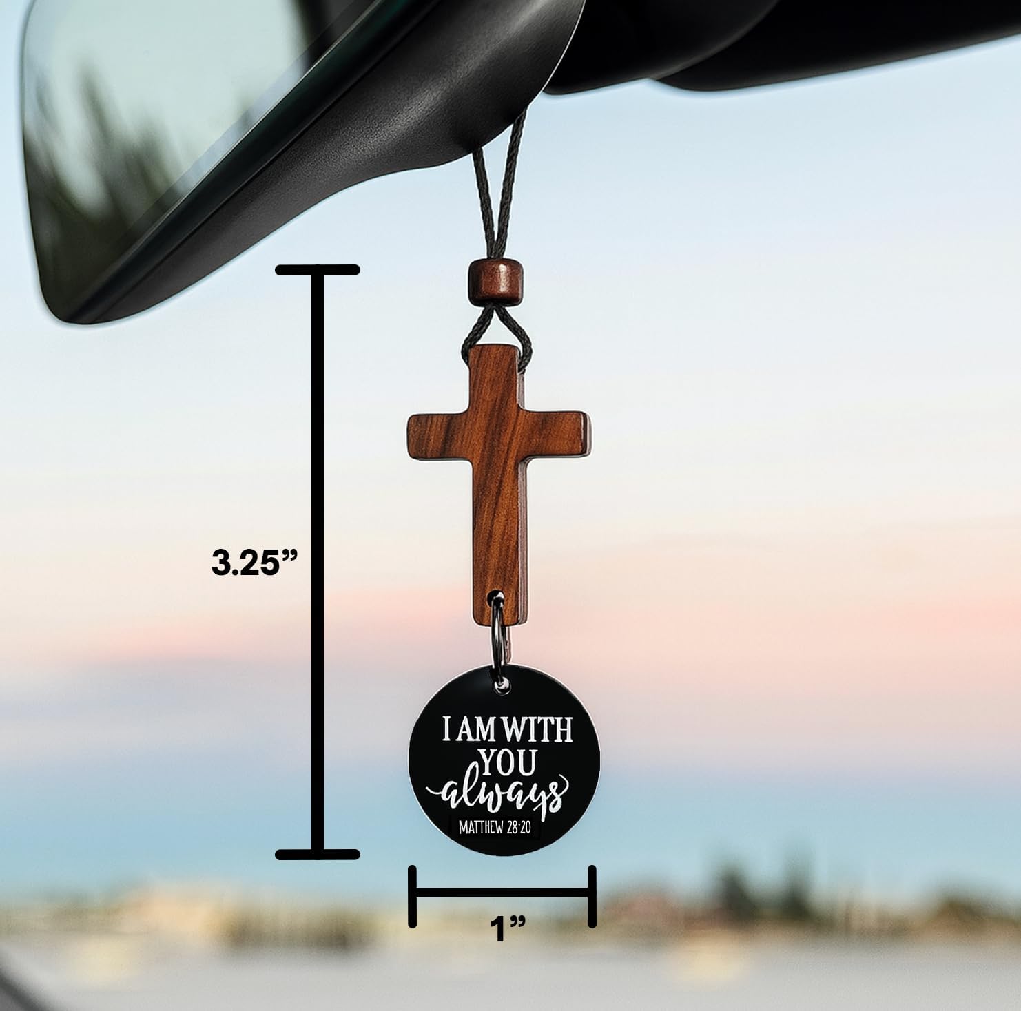 Daily Bible Verse Rearview Mirror Cross Ornament – Daily Scripture Car Hanging Cross with 