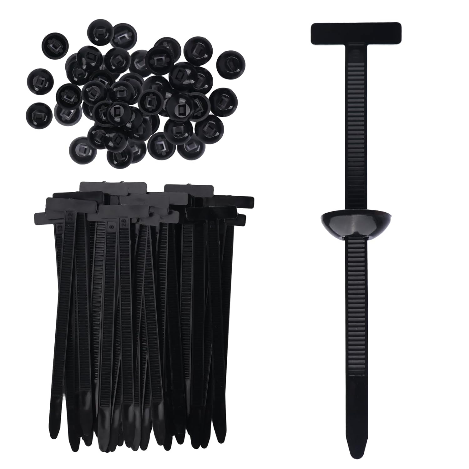 100 Pcs Nylon Universal Cable Buckle for Car - Self-Locking & Easy Installation Zipper Clamp Pin & Button Design - UV Resistant Zipper Tie Tie for Quick and Easy Car Everyday Repair - Image 1
