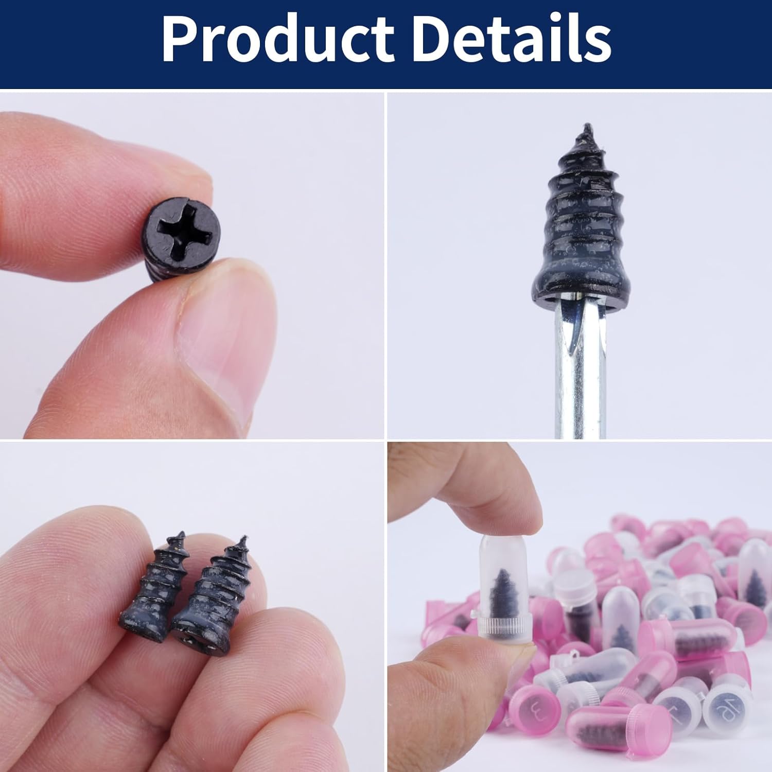 Screw On Tire Plug, 70 Tire Repair Screws, Tire Repair Rubber Nail Kit, Tire Screw Plug Repair Kit, Spin Tire Repair Plug for Car, Motorcycle, Truck, Tractor Tire Puncture Repair - Image 4