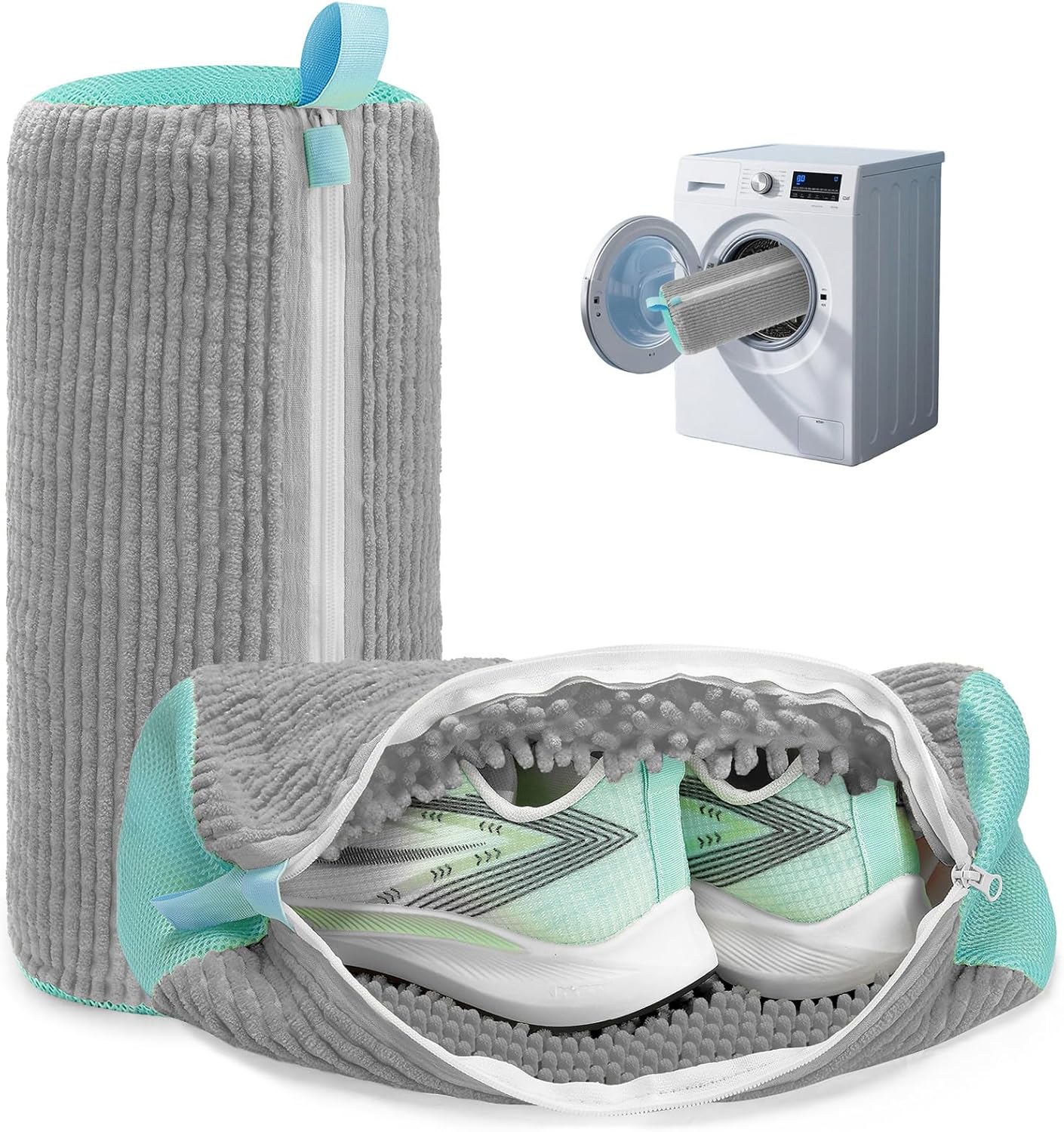 Shoe Washer Bag Laundry Shoe Bag for Washer & Dryer, Reusable 2 Pack Sneaker Cleaning Bag, 360° Deep Cleaning Machine for All Shoe Types with Self-Locking Zipper（Grey） - Image 1