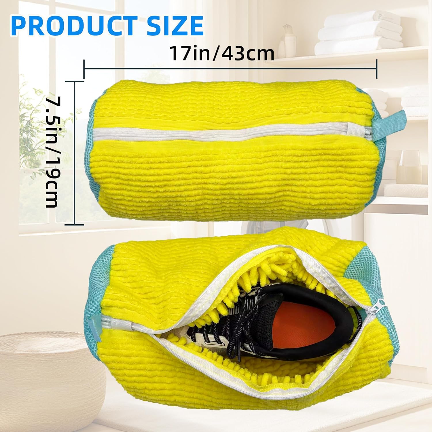 Shoe Washer Bag Laundry Shoe Bag for Washer & Dryer, Reusable 2 Pack Sneaker Cleaning Bag, 360° Deep Cleaning Machine for All Shoe Types with Self-Locking Zipper - Image 6