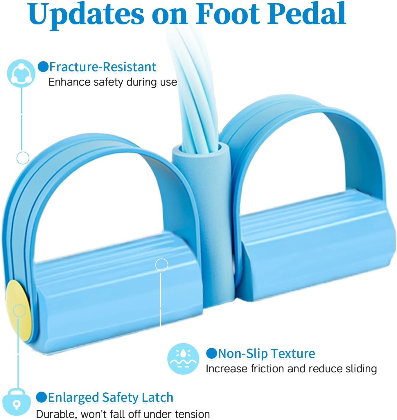 Pedal Resistance Bands with Handles, Upgrade 6-Tubes Manual Tension Training Pedal, Natural Rubber Foot Pedal Resistance Bands, Multifunction Fitness Bands for Abdomen, Waist, Arm, Leg（Blue） - Image 4