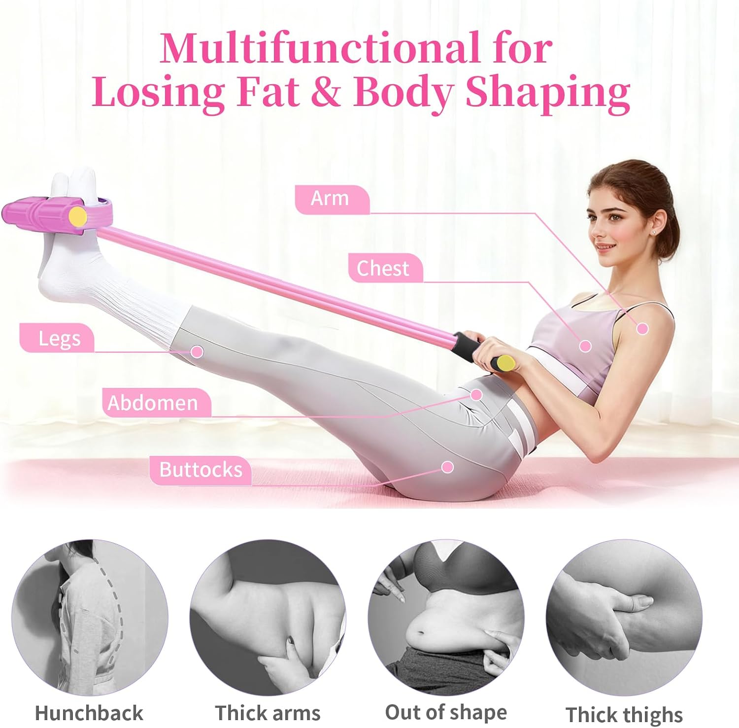 Pedal Resistance Bands with Handles, Upgrade 6-Tubes Manual Tension Training Pedal, Natural Rubber Foot Pedal Resistance Bands, Multifunction Fitness Bands for Abdomen, Waist, Arm, Leg - Image 6