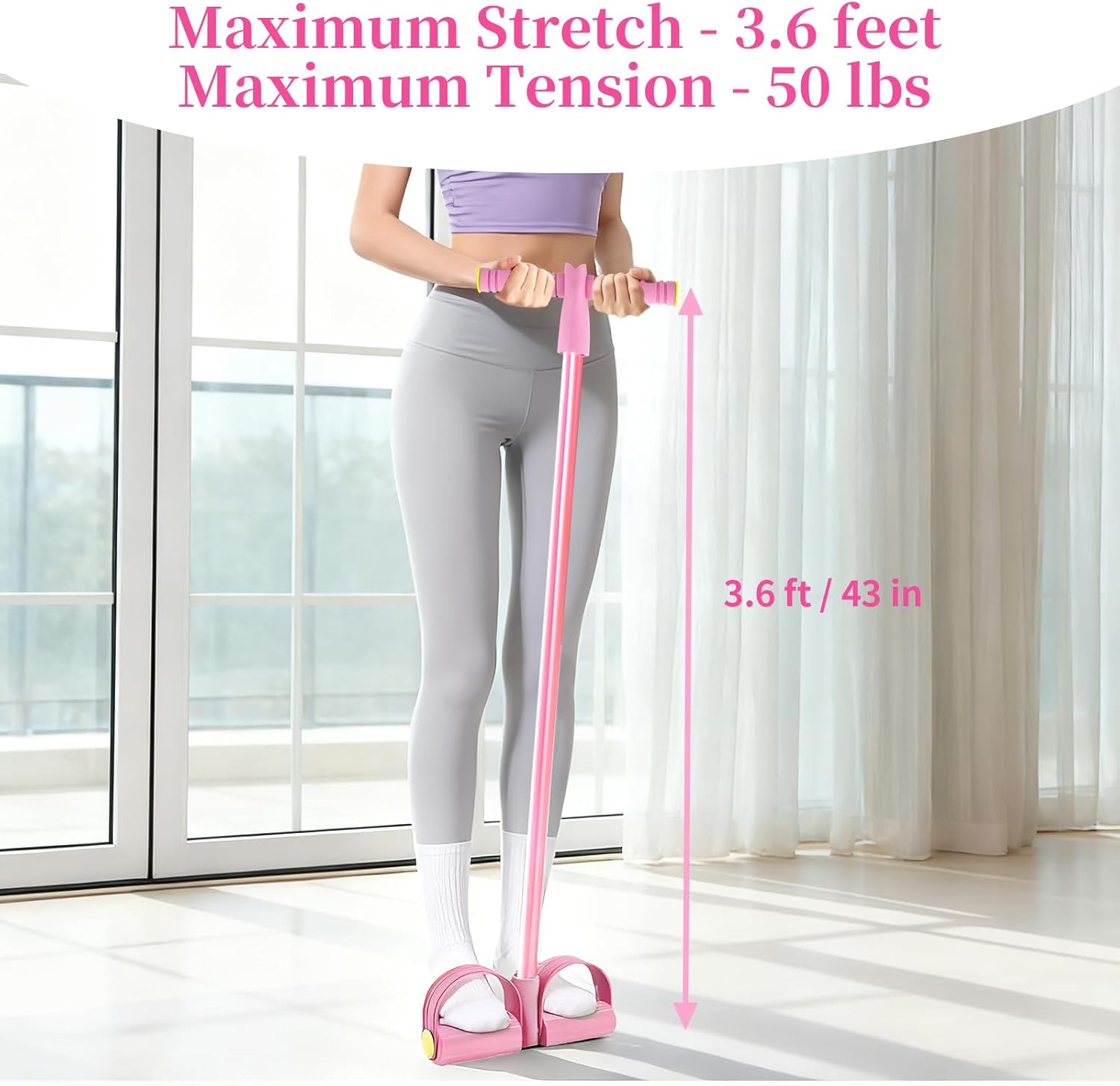 Pedal Resistance Bands with Handles, Upgrade 6-Tubes Manual Tension Training Pedal, Natural Rubber Foot Pedal Resistance Bands, Multifunction Fitness Bands for Abdomen, Waist, Arm, Leg - Image 7