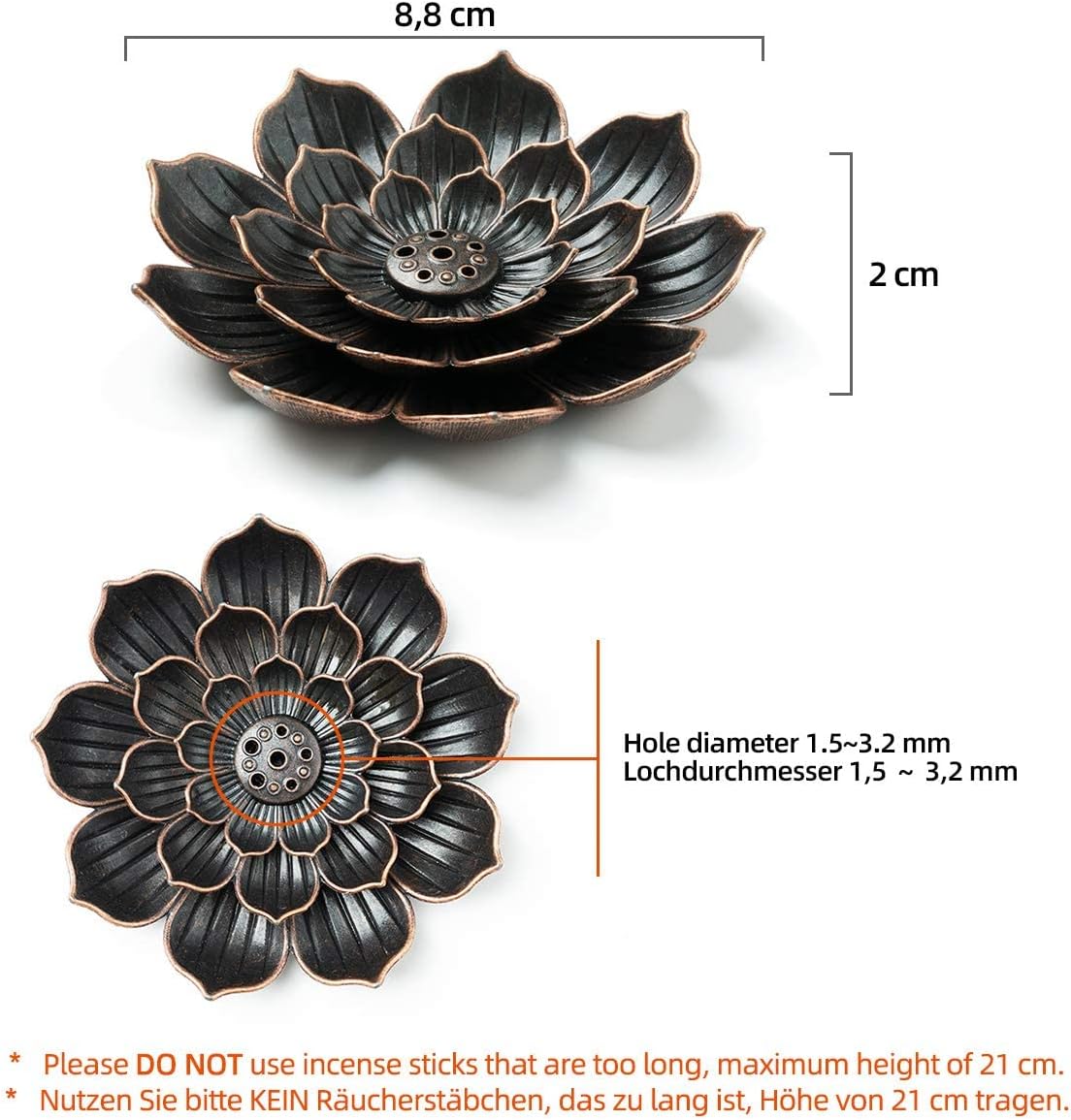 3 Pack Brass Lotus Incense Holder, Incense Sticks Burner, Incense Ash Catcher - Image 2