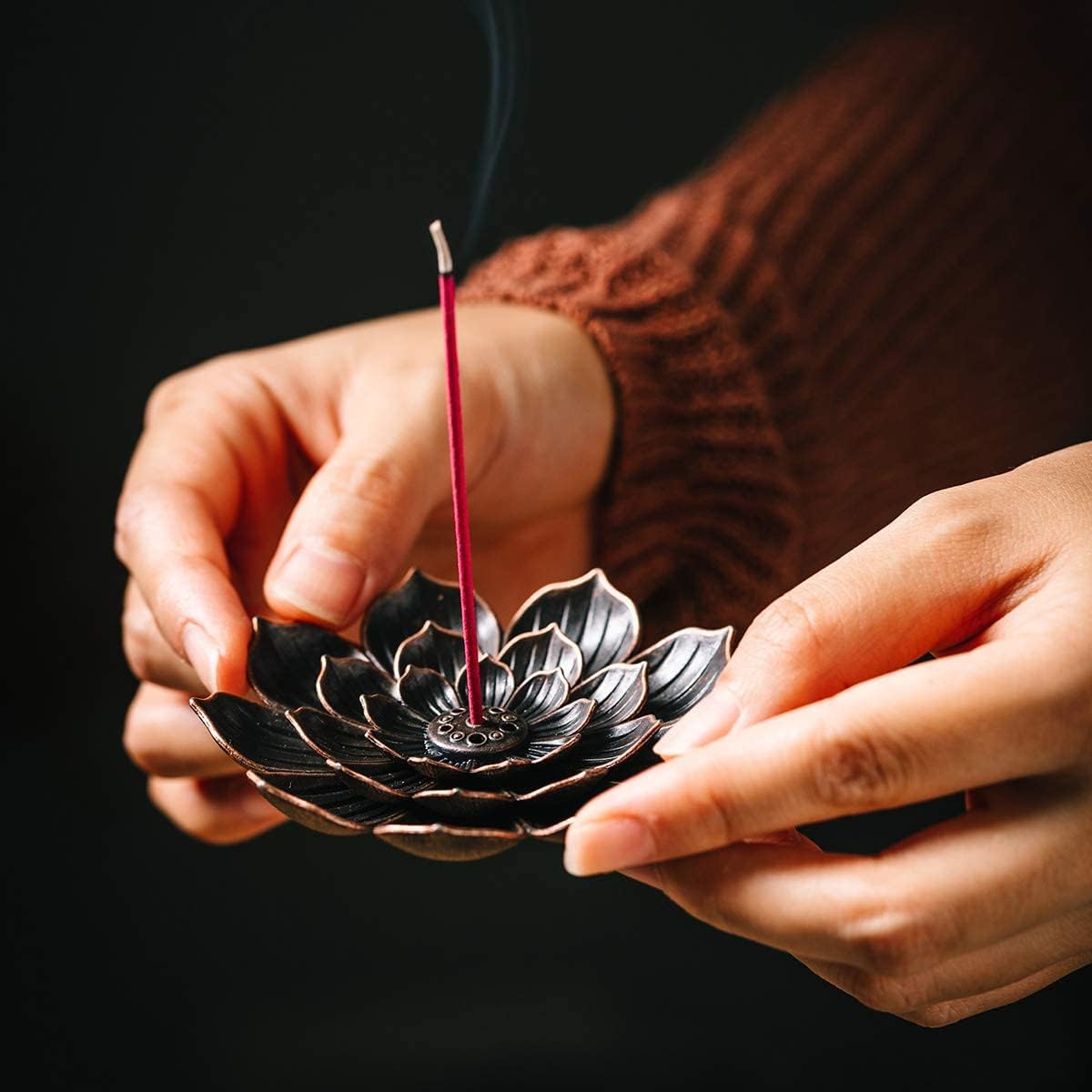 3 Pack Brass Lotus Incense Holder, Incense Sticks Burner, Incense Ash Catcher - Image 4