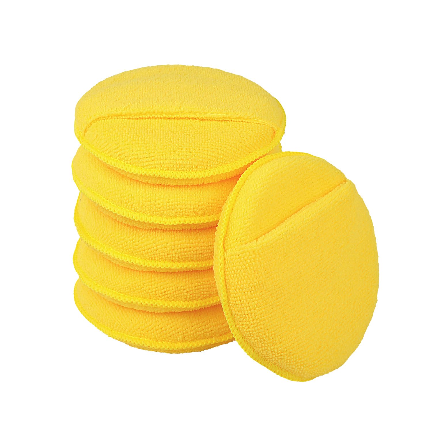 Microfiber Wax Applicator Pads, Car Wax Applicator with Finger Pocket, Buffing & Detail Polishing Foam Pads for Car Cleaning and Fine Polishing (5 inch, 6 Pack) (Yellow) - Image 1