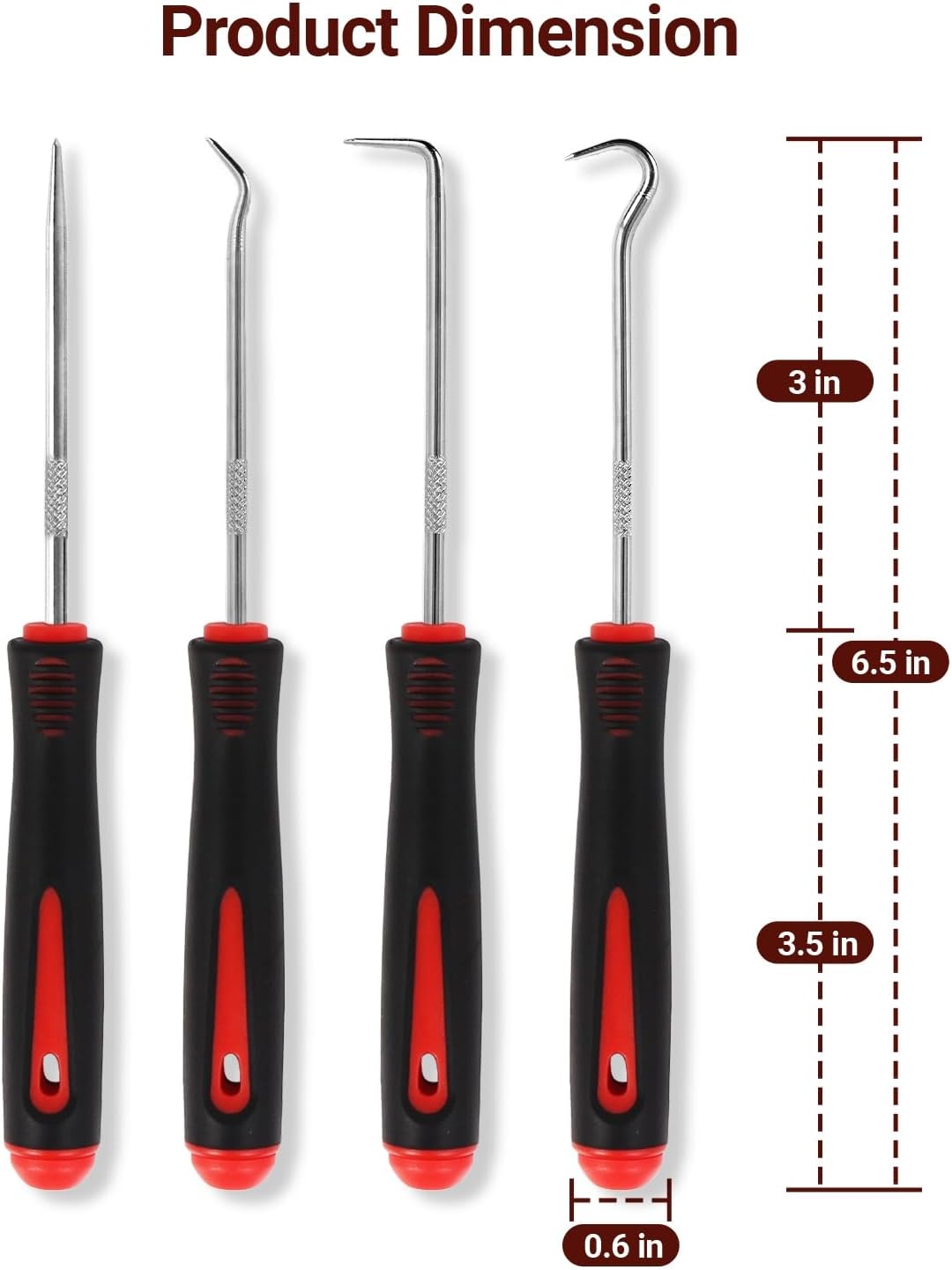 4-Piece Hook & Paddle Set, Precision Auto Paddle Tool & O-Ring Paddle Set with Comfortable Grip & Anti-Slip Shaft for Oil Seal, Gasket Removal, Electronic Repair - Image 4