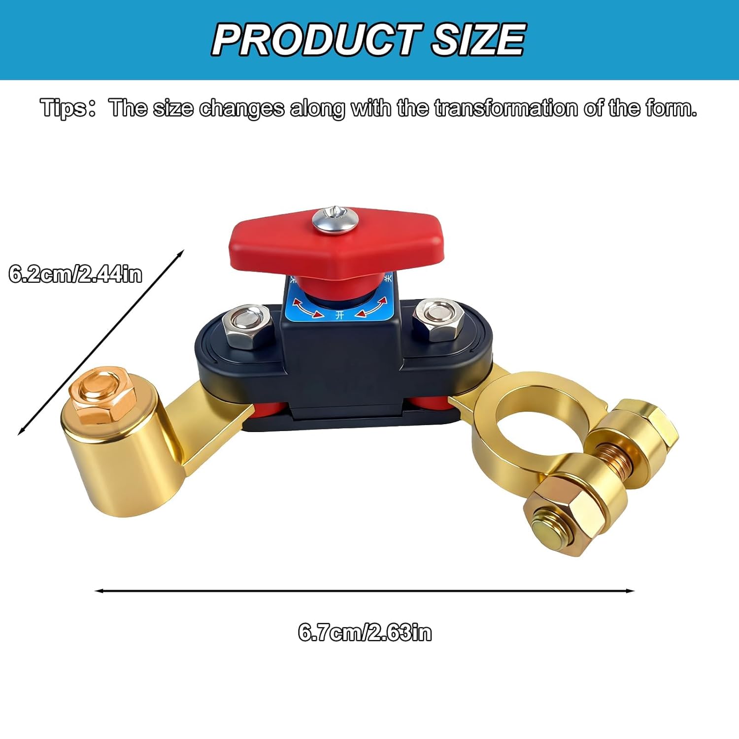Car Battery Power Cut-off Switch Circuit Breaker, Adjustable Pure Copper Stable Transmission High Conductivity 12v-24v Disconnect Switch Smart Car Truck Boat RV Supplies - Image 2