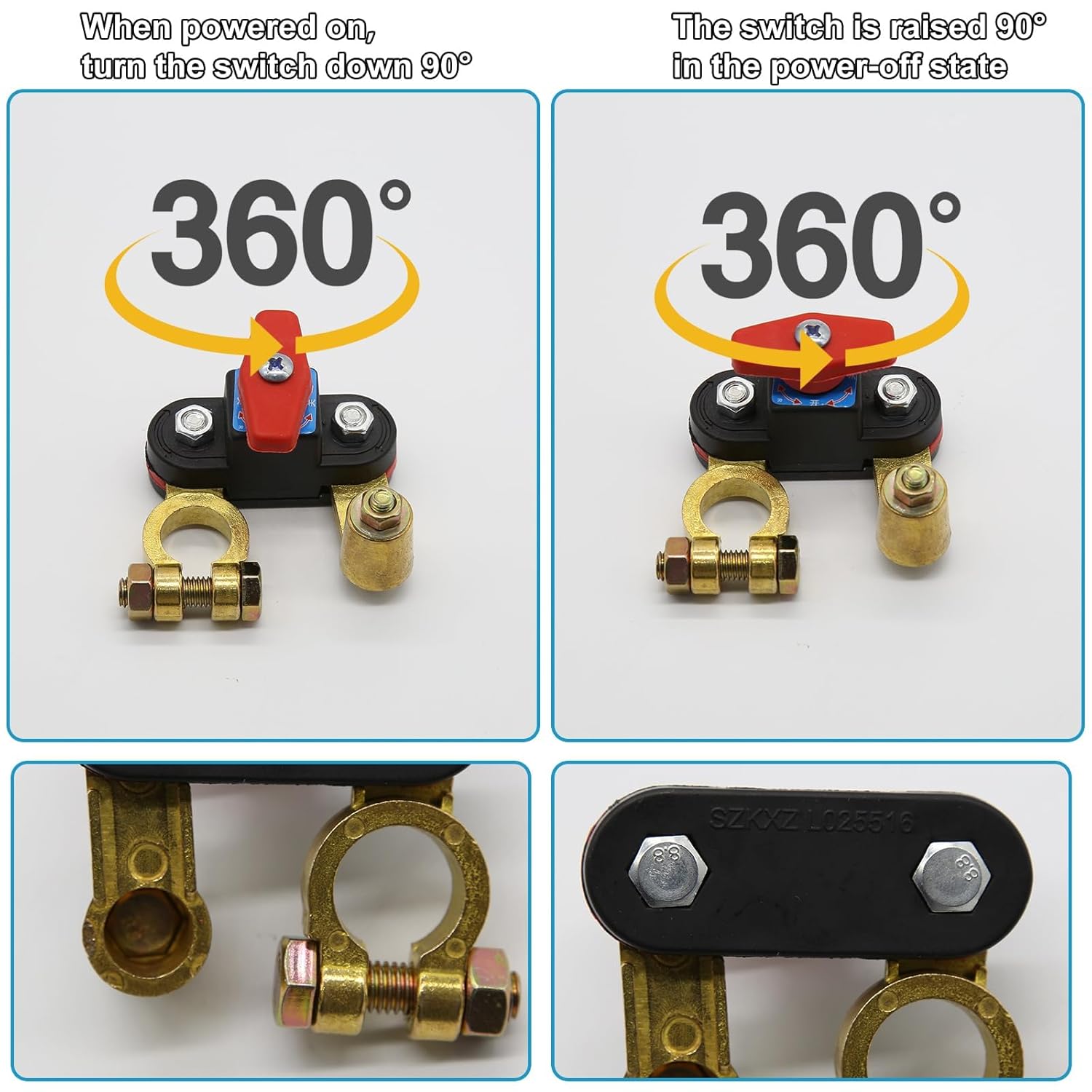 Car Battery Power Cut-off Switch Circuit Breaker, Adjustable Pure Copper Stable Transmission High Conductivity 12v-24v Disconnect Switch Smart Car Truck Boat RV Supplies - Image 5