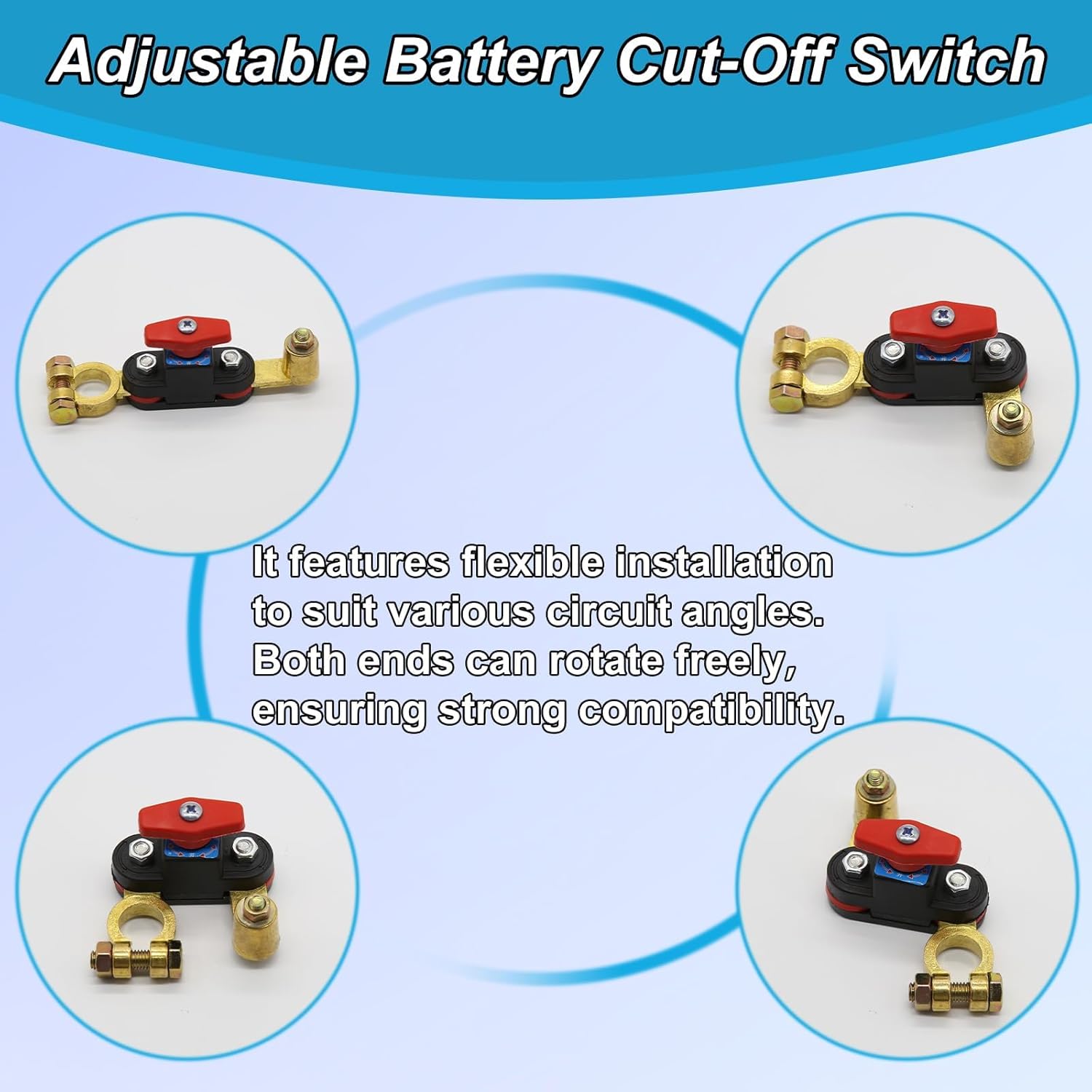 Car Battery Power Cut-off Switch Circuit Breaker, Adjustable Pure Copper Stable Transmission High Conductivity 12v-24v Disconnect Switch Smart Car Truck Boat RV Supplies - Image 6