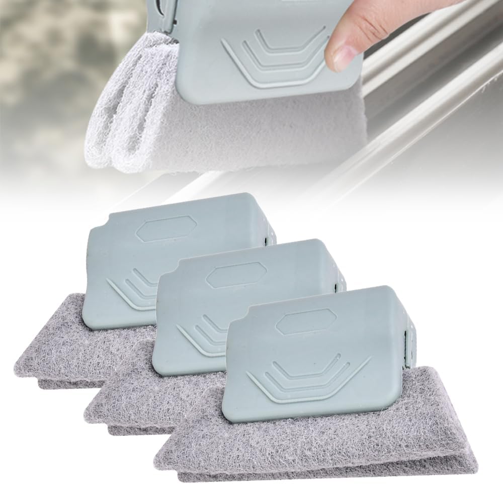Magic Window Track Cleaner, 2026 Upgraded Handheld Cleaning Brush Set for Window Sliding Slots, Tile Grout Lines, Shutter Slats, Car AC Vents, and Narrow Clearances (Grey 3-Piece Set) - Image 1
