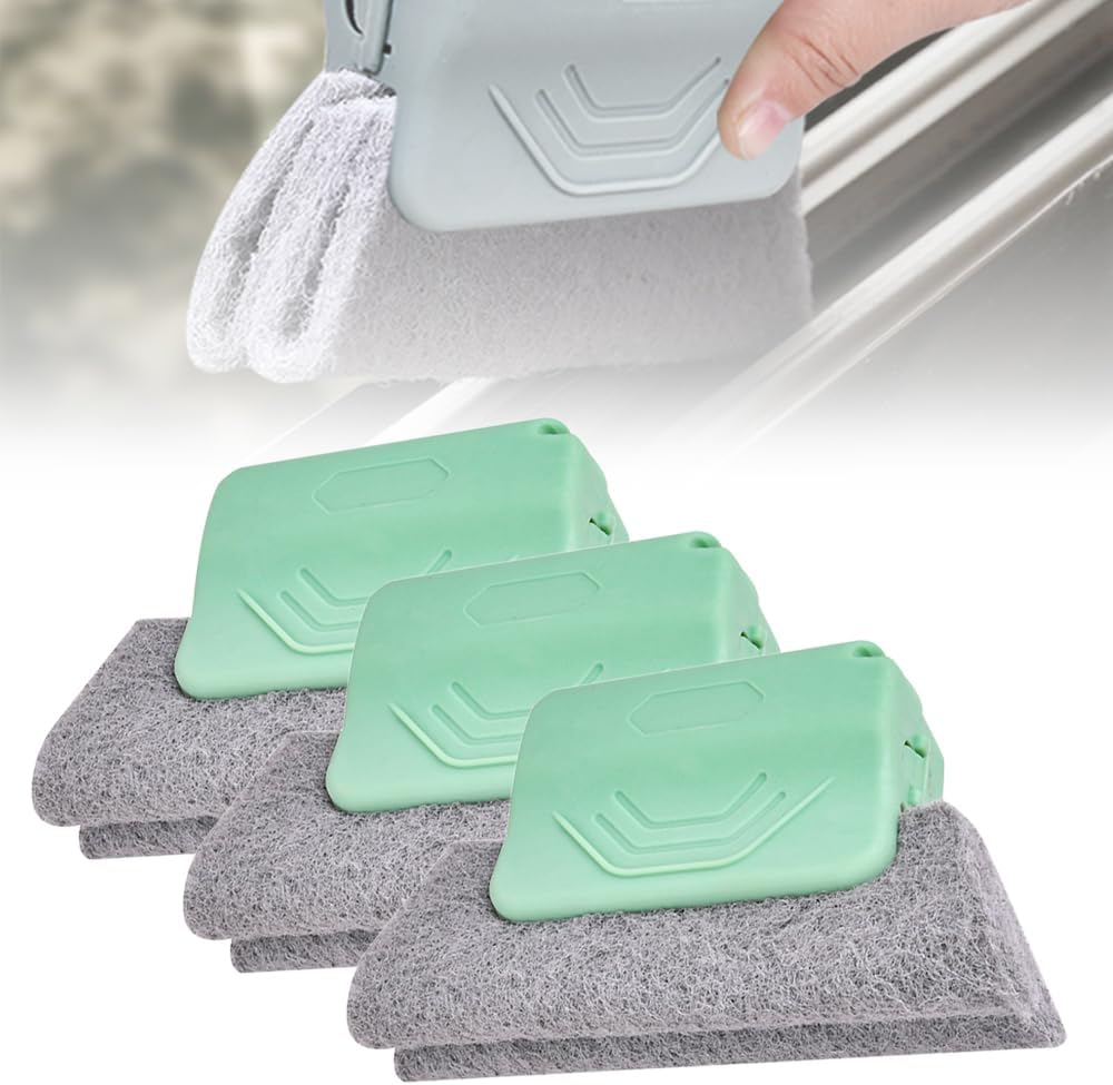 Magic Window Track Cleaner, 2026 Upgraded Handheld Cleaning Brush Set for Window Sliding Slots, Tile Grout Lines, Shutter Slats, Car AC Vents, and Narrow Clearances (Green 3-Piece Set) - Image 1