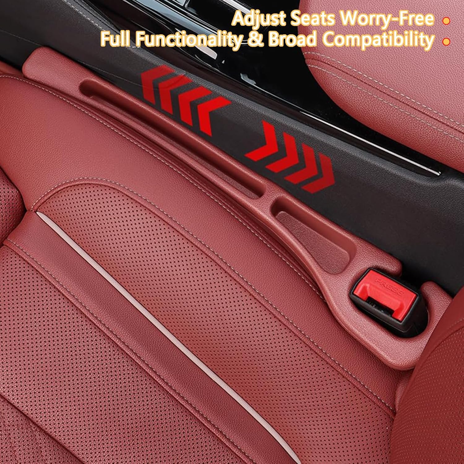 Car Seat Gap Fill Organizer 2 Pcs - No Drop Seat Guard, General Automotive Seat Crevice Filler, Durable Non-Slip Material, Easy Installation in 10 Seconds, for Cars, Trucks & Off-Road Vehicles (Brown) - Image 6