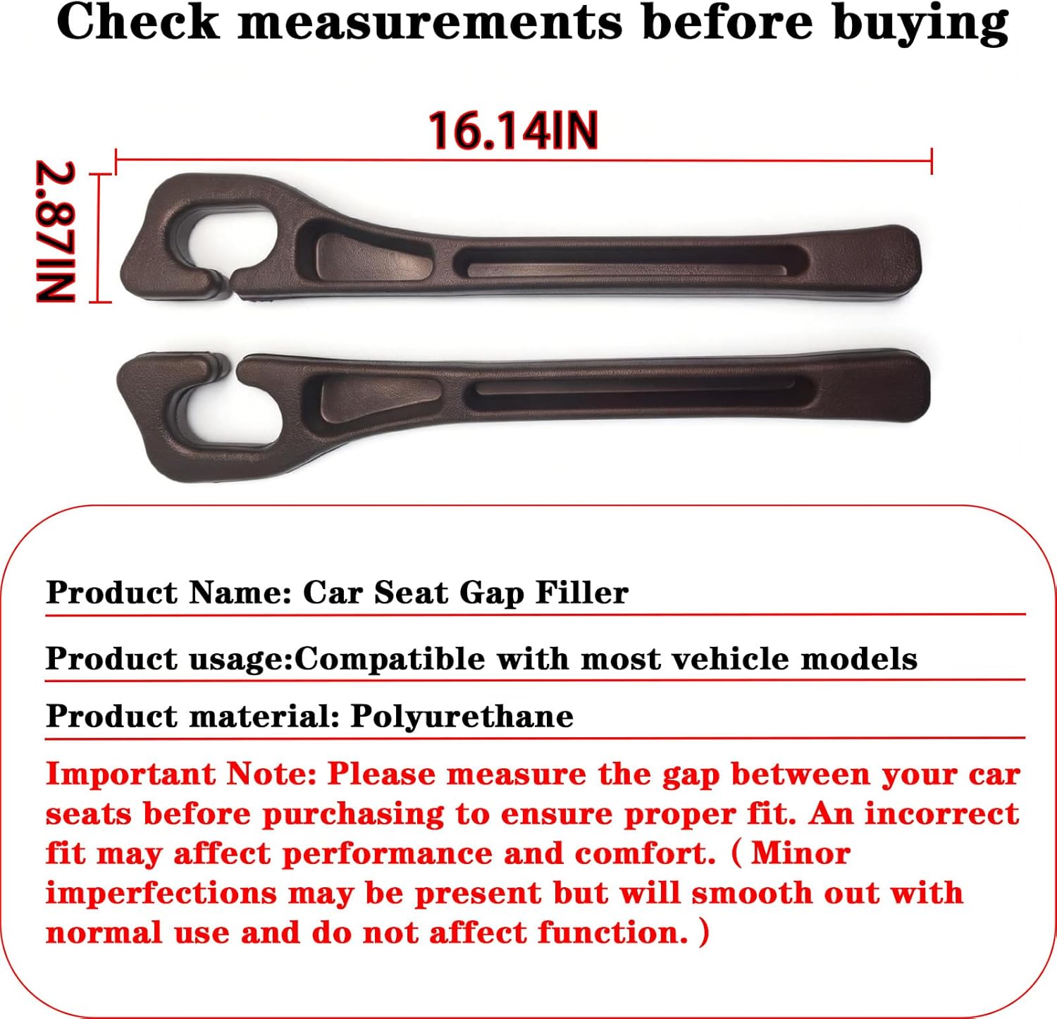 Car Seat Gap Fill Organizer 2 Pcs - No Drop Seat Guard, General Automotive Seat Crevice Filler, Durable Non-Slip Material, Easy Installation in 10 Seconds, for Cars, Trucks & Off-Road Vehicles (Brown) - Image 8