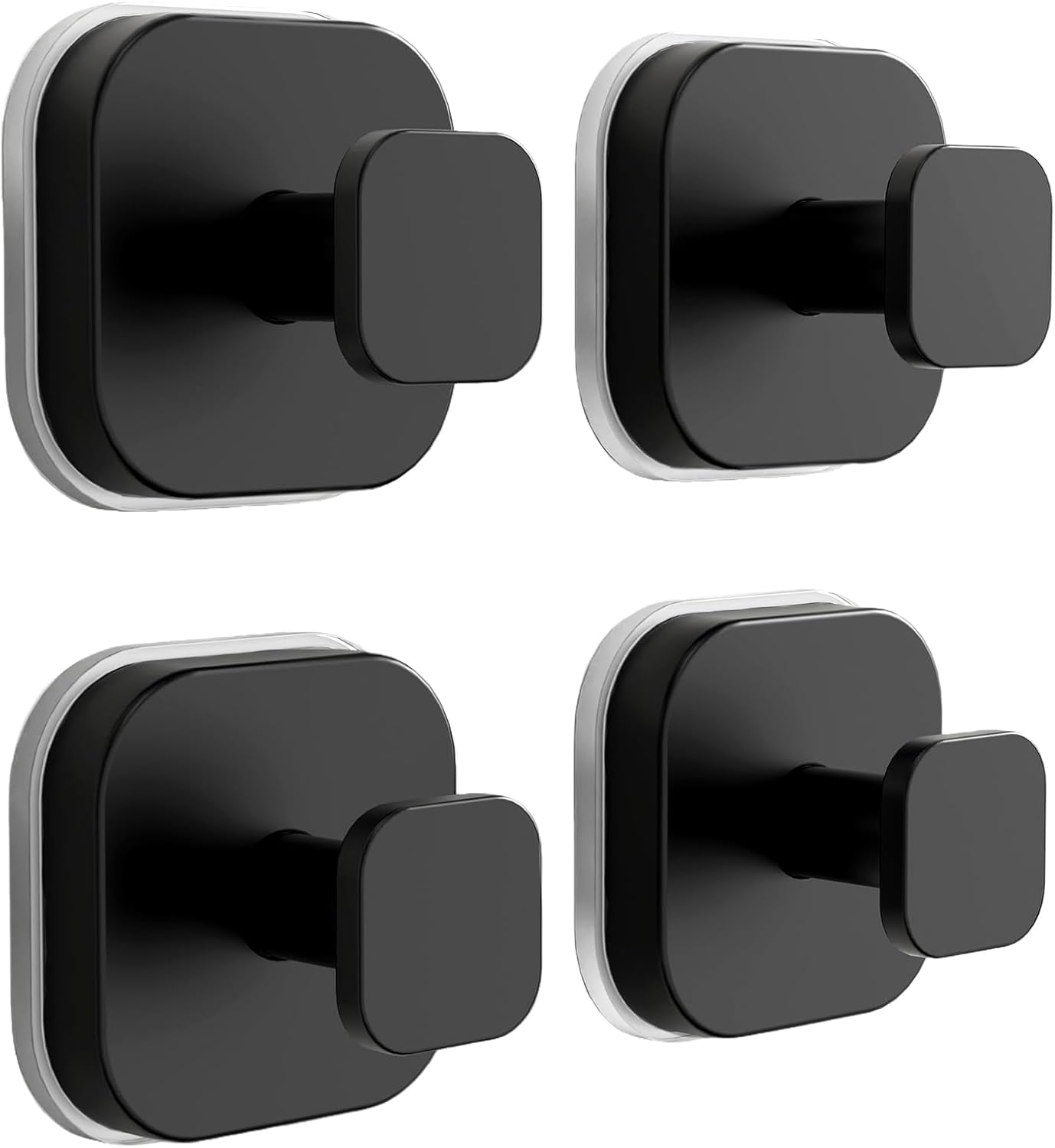 Suction Cup Hooks for Inside Shower,Heavy Duty Reusable No-Drill Hooks for Bathroom Wall,Glass,Windows,Tile-for Hanging Towels,Robes,Loofah - Wreath Hangers for Front Door,4packs (Black) - Image 1
